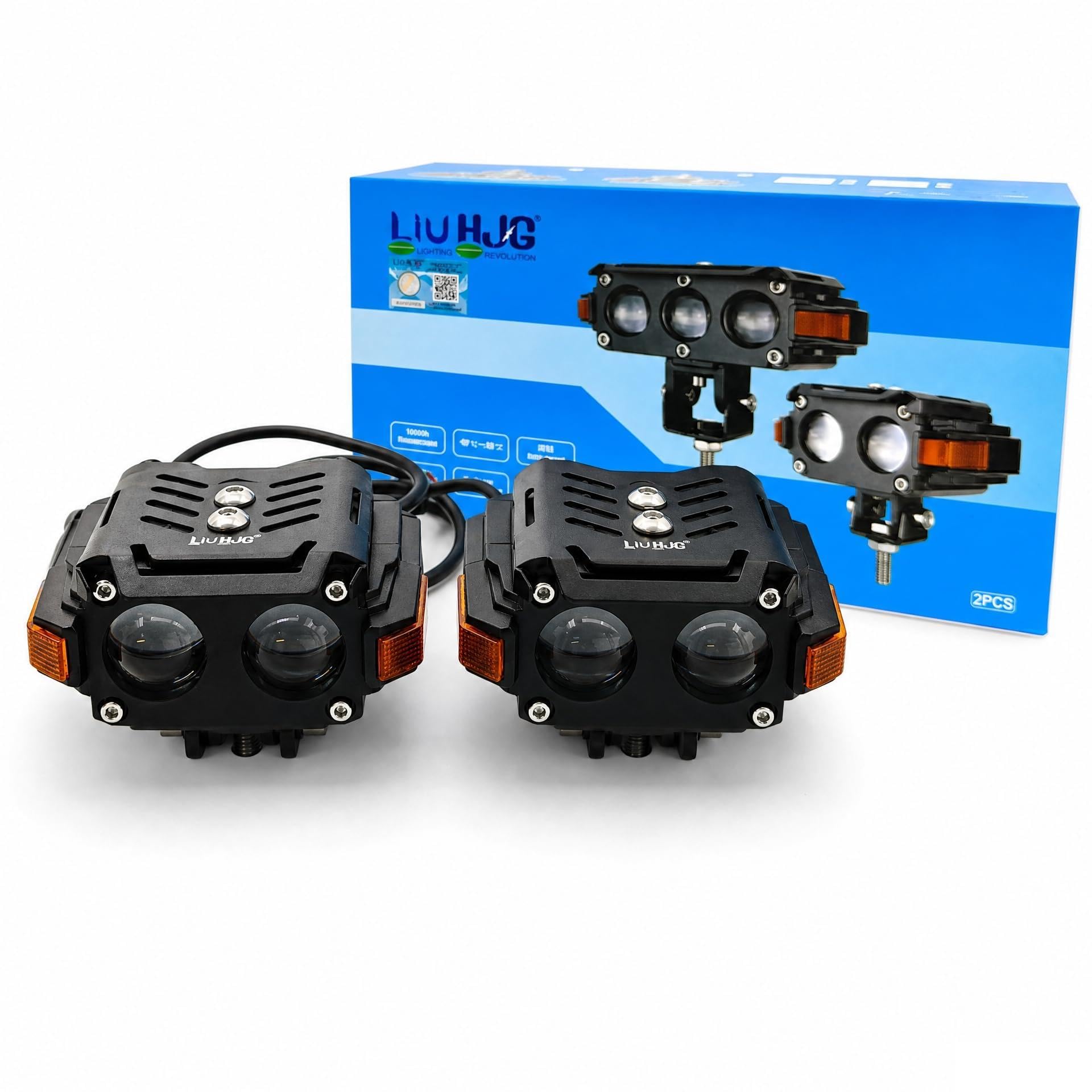 SUPER OFF ROADER ライト 2個セット Moto Powerz LIU HJG Red Devil 2 Eye Dual Lens LED Fog Light with